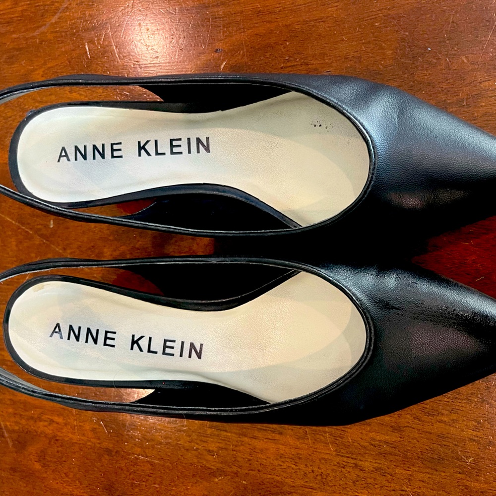Anne Klein Black Slingbacks with 2 Inch Heel, Gently Worn